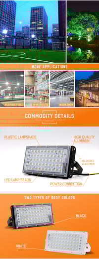 RGB LED Flood Light- Remote Controlled IP66 Waterproof Landscape & Outdoor Lighting (50W, AC220V) – Black Color_img_1