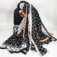 Black print silk scarf 🧣_img_1