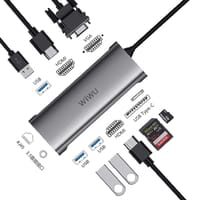 WIWU Alpha A11312H 11-in-1 USB Hub Type-C VGA RJ-45 Dual HDMI Port_img_0