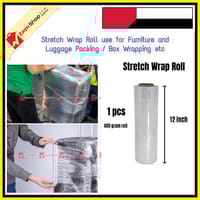 Stretch Plastic Wrap 400gram 1 Roll 12 inch  , LLDPE Wrapping Stretch Film Roll, Perfect For Luggage, Box and other Goods Wrapping._img_0