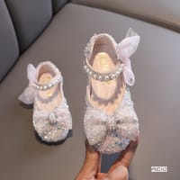 Kids Girls Summer Sequin Lace Bowknot Party Shoe_img_1