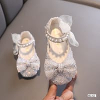 Kids Girls Summer Sequin Lace Bowknot Party Shoe_img_4