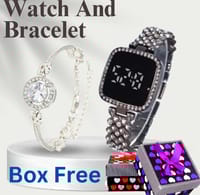 LED Display Digital Touch Screen Wristwatch & Bracelet For Women 2Pcs Combo_img_2