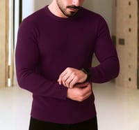 Premium Maroon Rib Full Sleeve T-Shirt_img_0