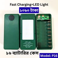 16pcs 18650 Battery Solderless 22.5W Fast Charging Power Bank Case with LED Light_img_0