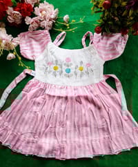 Pink Striped Frock with Embroidered Floral Design – For Baby Girls_img_0