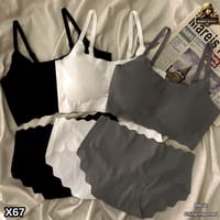 Seamless Bra and Panty Set for Women – Wireless Comfort Lingerie (Black, White & Grey)_img_0