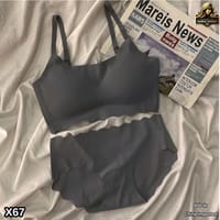 Seamless Bra and Panty Set for Women – Wireless Comfort Lingerie (Black, White & Grey)_img_2