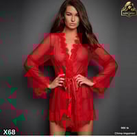 Luxury Transparent Lace Robe – Elegant Erotic Nightwear Set_img_0