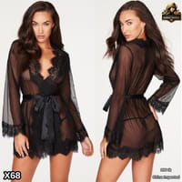 Luxury Transparent Lace Robe – Elegant Erotic Nightwear Set_img_4