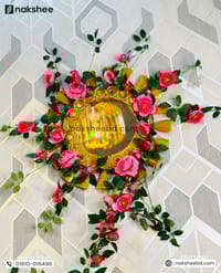 Wooden Mirror Wooden Circle Design 17/17'' size + Premium rose vine_img_2