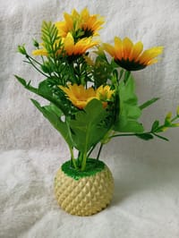 Artificial Little various Flower & Plant In Plastic Pot 7Inc/18Cm For Office, Home, Table Decoration - Home Decoration Item - artificial flower_img_0