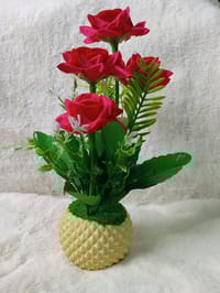 Artificial Little various Flower & Plant In Plastic Pot 7Inc/18Cm For Office, Home, Table Decoration - Home Decoration Item - artificial flower_img_0