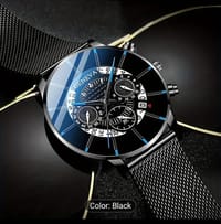 Men's Stainless Steel Mesh Band Quartz Watch with Calendar - Business Casual, Non-Waterproof, Analog Display, Zinc Alloy Case - Perfect Gift for Dad or Boyfriend on Father's Day, Valentine's, Birthdays_img_0