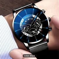 Men's Stainless Steel Mesh Band Quartz Watch with Calendar - Business Casual, Non-Waterproof, Analog Display, Zinc Alloy Case - Perfect Gift for Dad or Boyfriend on Father's Day, Valentine's, Birthdays_img_1