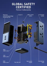 LDNIO SC2 45W PD charger, 2500W universal power strip with LED Display_img_3