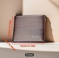 Men'S Ultra-Thin Faux Leather Wallet with Multiple Card Slots & Coin Pocket_img_2