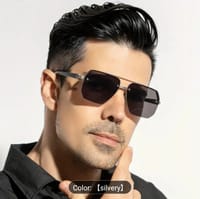 Men's Stylish Half-Frame Metal Pilot Fashion Glasses_img_1
