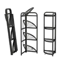 Black Carbon Steel 4-Tier Foldable Corner Shelf_img_2