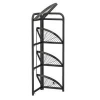 Black Carbon Steel 4-Tier Foldable Corner Shelf_img_1