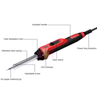 60 W Temperature Controlled Electric Soldering Iron – Red Handle, LED Indicator & Heat‑Resistant Grip_img_4