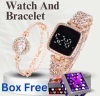 LED Display Digital Touch Screen Wristwatch & Bracelet For Women 2Pcs Combo_img_1