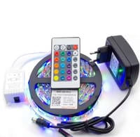RGB LED Strip Light 2835 | 5 Meter (16 Feet) Flexible Waterproof LED Tape | 300 LEDs | DC 12V | Remote Control + Power Adapter_img_0