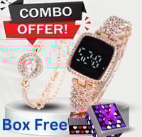 LED Display Digital Touch Screen Wristwatch & Bracelet For Women 2Pcs Combo_img_0