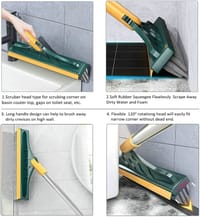 2-in-1 Floor Scrubber Brush with Long Handle & Squeegee for Bathroom, Kitchen & Tile Cleaning_img_6