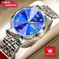 Olevs Satainless Steel fashionable Couple Watches Silver Royal Blue_img_3