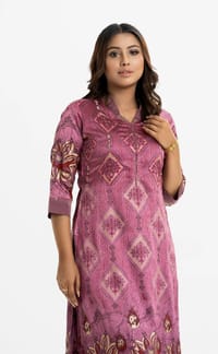 Magenta Woven Cotton Kurti_img_0