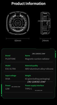 Plextone EX2 Ultra 12w Mobile Phone Cooler Fan_img_11
