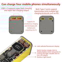 PD 45W Super Fast Charging Transparent Power Bank Case Solderless 8pcs 18650 Battery with LED Light_img_7