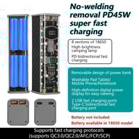PD 45W Super Fast Charging Transparent Power Bank Case Solderless 8pcs 18650 Battery with LED Light_img_11