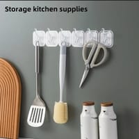 6 pcs hook set Cuttable Key Necklace Hanger Waterproof Bath Ball Towel Rack Space-saving Sundries Holder Strong Bearing Storage Shelf Self-adhesive Row Hook_img_2