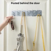 6 pcs hook set Cuttable Key Necklace Hanger Waterproof Bath Ball Towel Rack Space-saving Sundries Holder Strong Bearing Storage Shelf Self-adhesive Row Hook_img_4