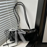 Solid color Korean Bow Armpit shoulder bag_img_3