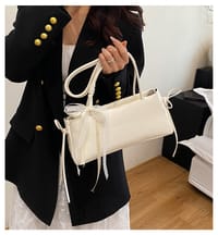 Solid color Korean Bow Armpit shoulder bag_img_6