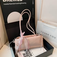 Solid color Korean Bow Armpit shoulder bag_img_10