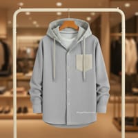 Corduroy Hooded shirt for winter (lite ash)_img_2