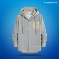 Corduroy Hooded shirt for winter (lite ash)_img_3