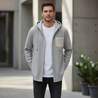 Corduroy Hooded shirt for winter (lite ash)_img_4