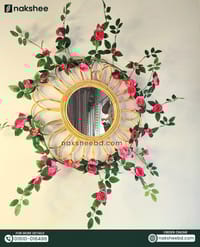 Rattan Frame Mirror RM02 + Premium Rose vine_img_7