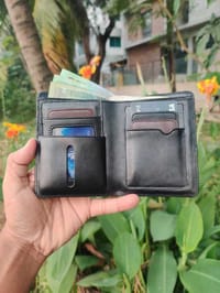 KROYSHALA Men's Leather Wallet - Black | Slim & Stylish Bifold_img_3