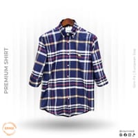 Burberry Men’s Premium Navy Blue Plaid Slim-Fit Casual Shirt_img_0