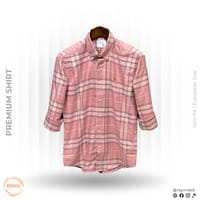 Burberry Men’s Premium Dusty Pink Plaid Slim-Fit Casual Shirt_img_0
