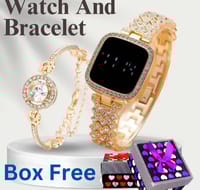 LED Display Digital Touch Screen Wristwatch & Bracelet For Women 2Pcs Combo_img_3