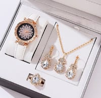 New Fashionable Belt Watch and Stone Jewelry Sets For Women Gift Item 5Pcs Sets_img_2