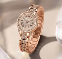 Luxury Women Watch with Diamond Elegant Quartz Steel Bracelet Watches Ladies Zircon_img_0