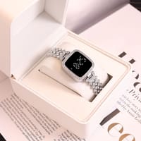 LED Display Digital Touch Screen Diamond Watch And Bracelet Fashion For Girls Women_img_5